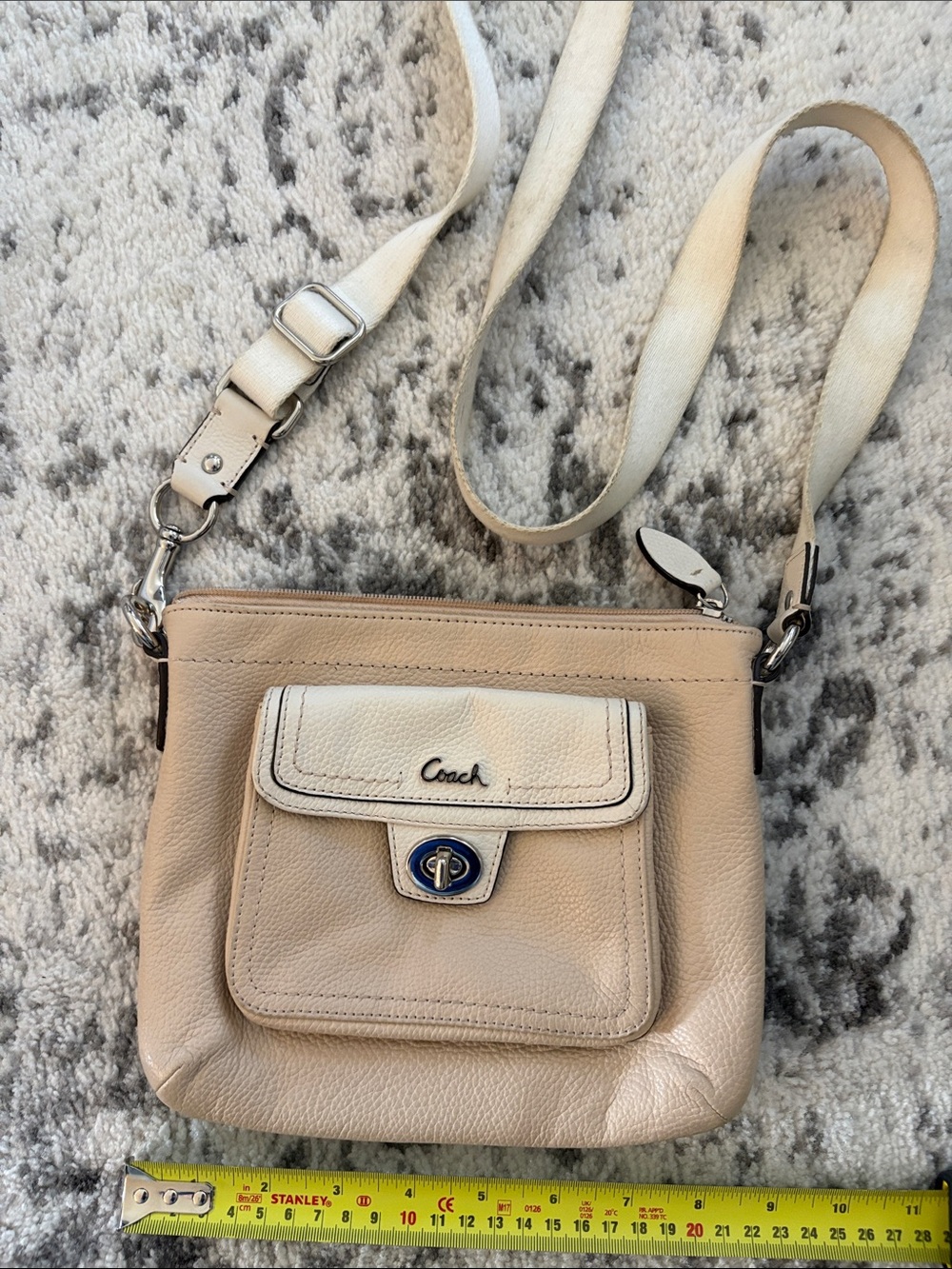 Coach Cream & Beige Leather Crossbody Bag
